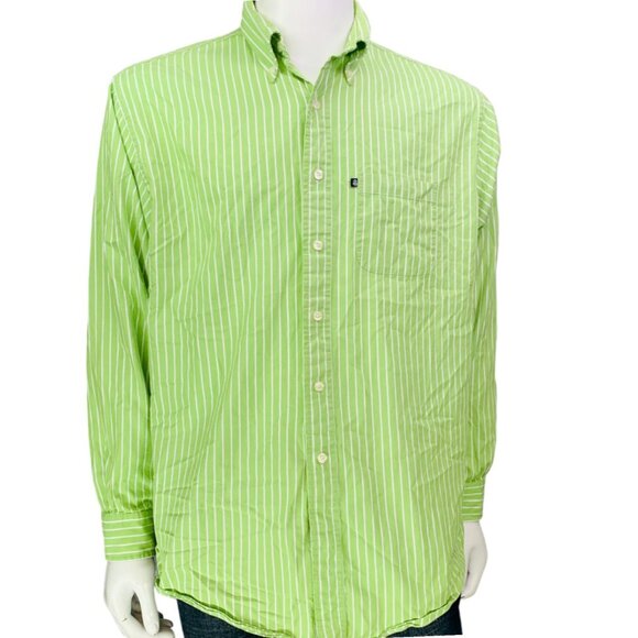 Brooks Brothers 346 Mens Shirt Long Sleeve Button Down Green Stripe Size L - Picture 2 of 13